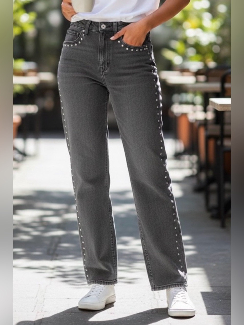 Abercrombie & Fitch The Loose High Rise Gray Wide Leg Jeans Women’s 26 Short